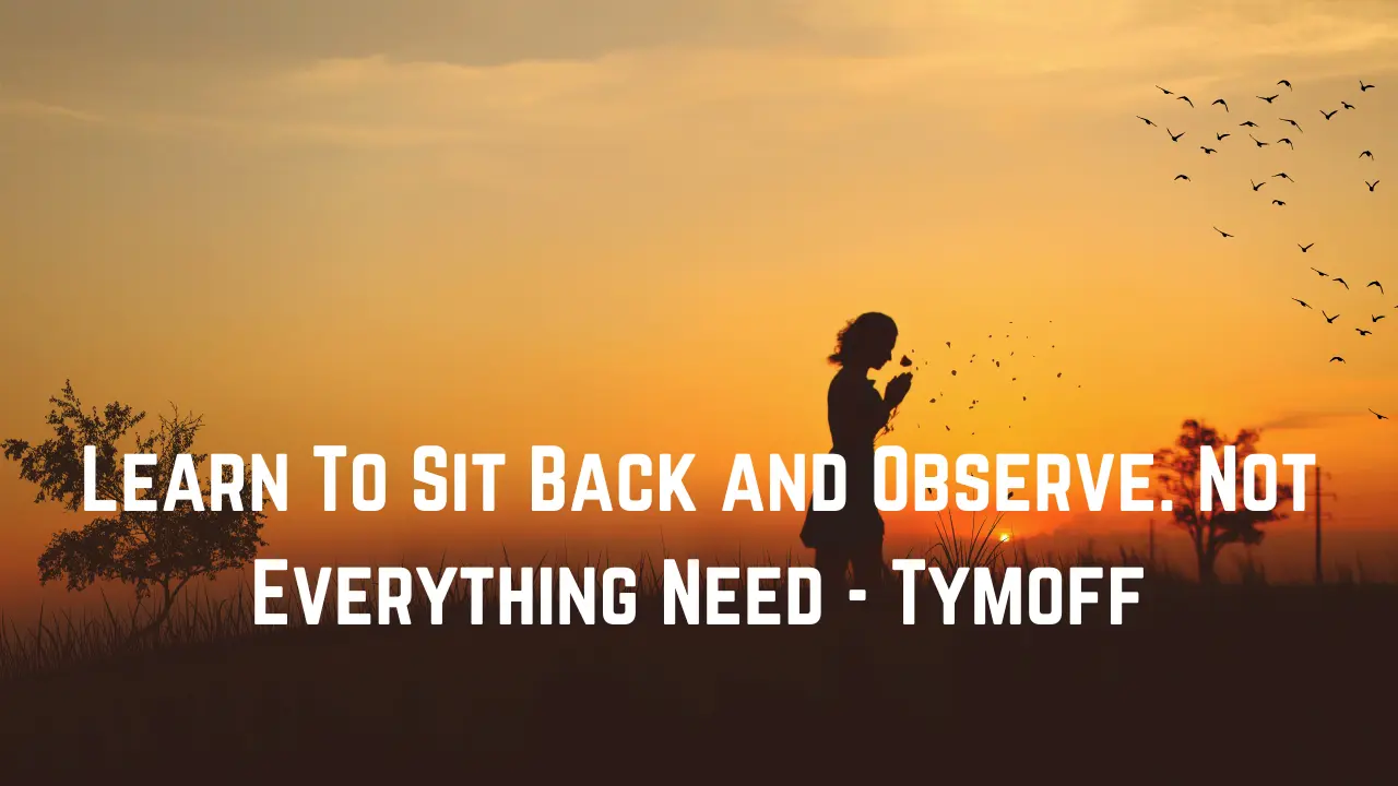 Learn To Sit Back and Observe. Not Everything Need - Tymoff